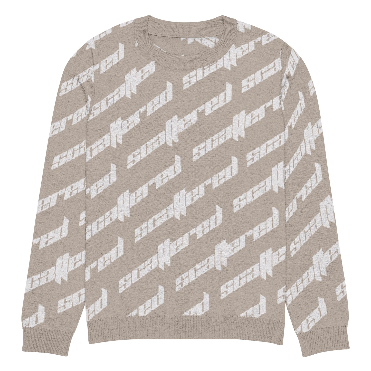 Light Brown Scattered Logo Knitted Crewneck Sweater