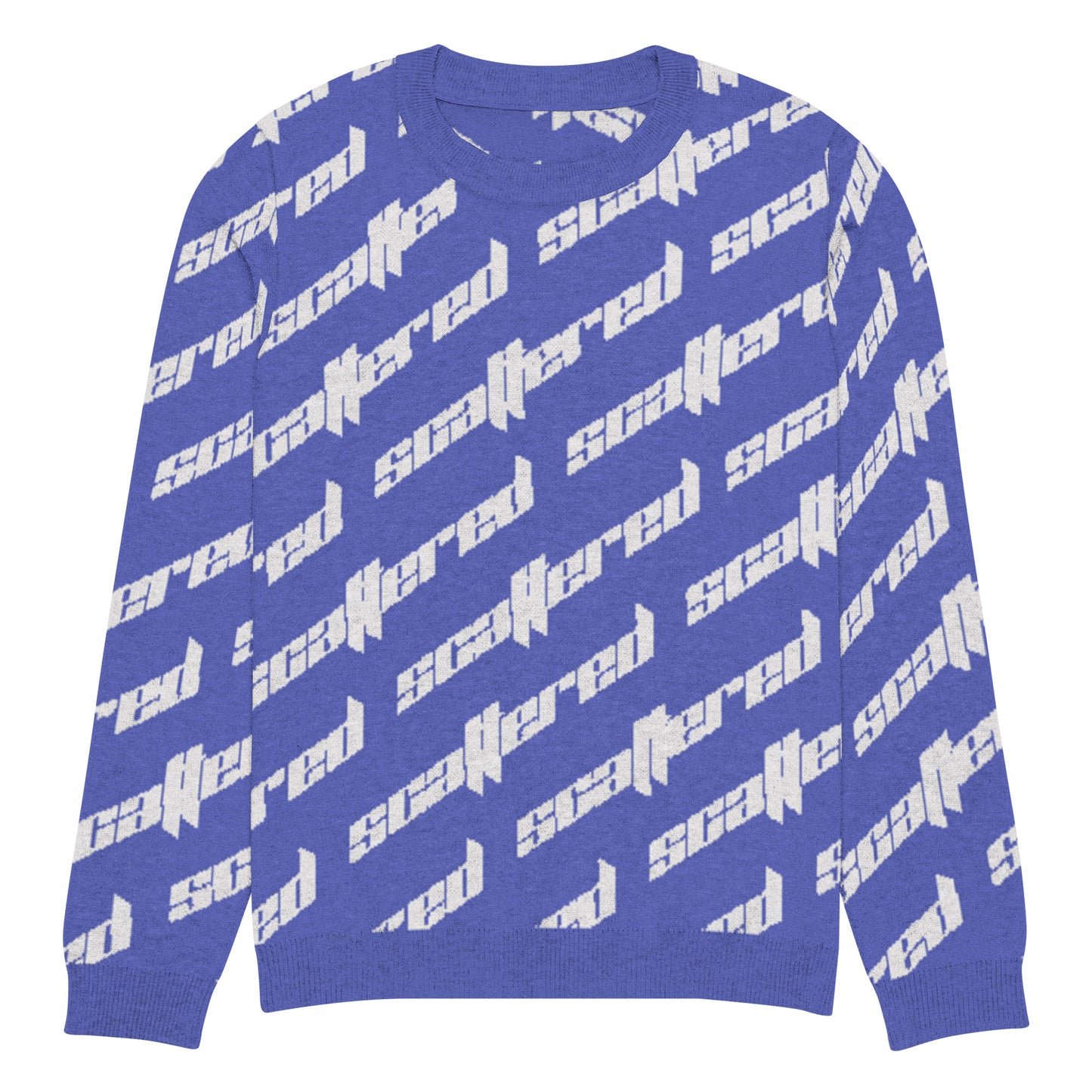 Royal Blue Scattered Logo Knitted Crewneck Sweater