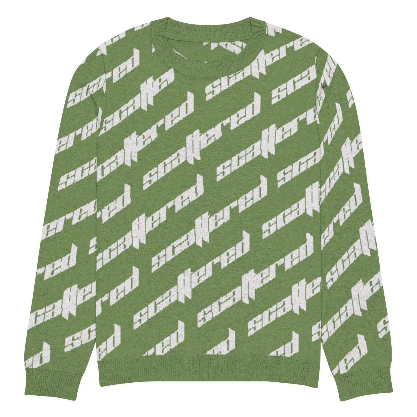 Grass Green Scattered Logo Knitted Crewneck Sweater