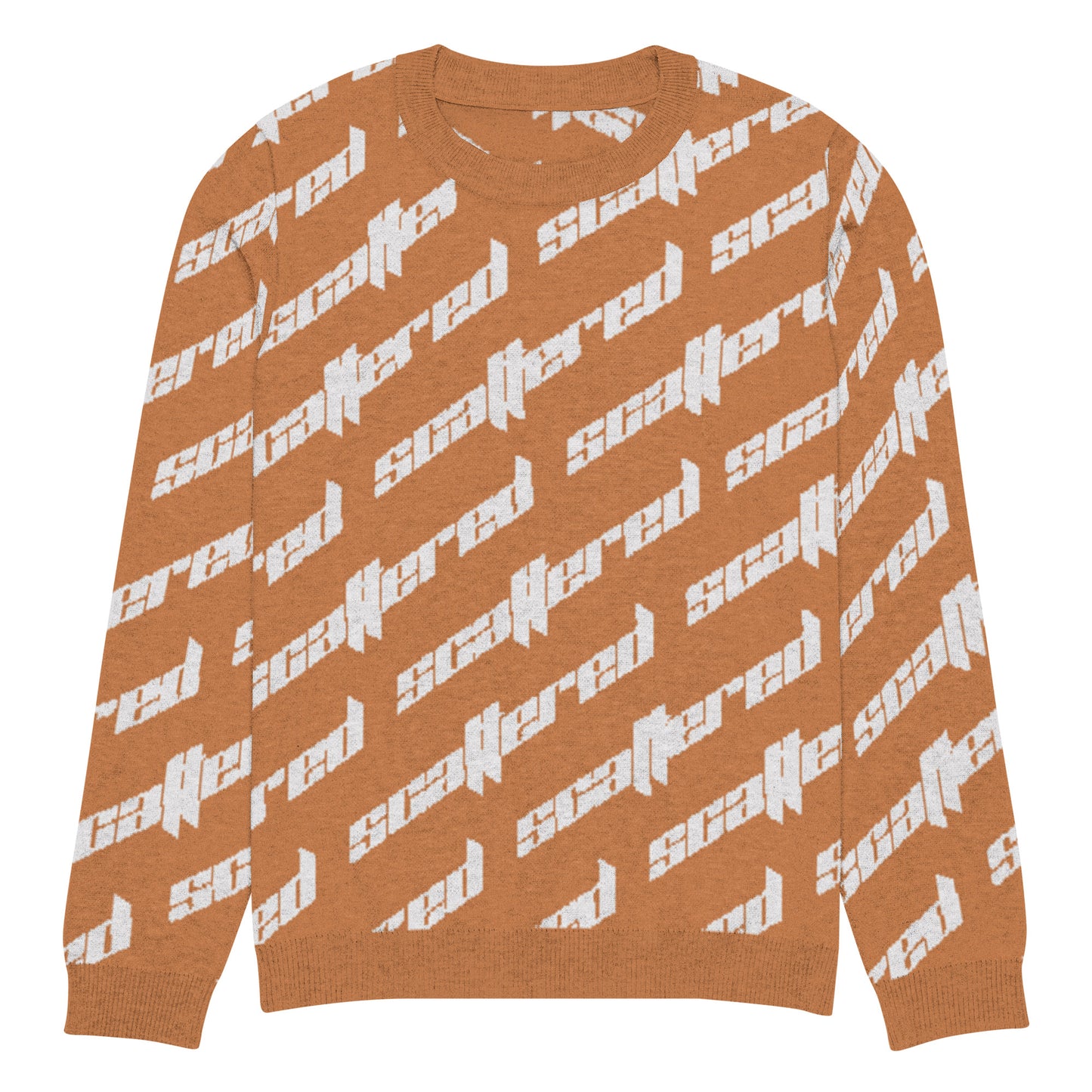 Orange Scattered Logo Knitted Crewneck Sweater