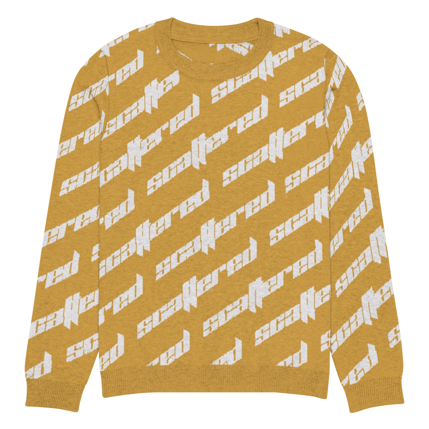 Mustard Yellow Scattered Logo Knitted Crewneck Sweater