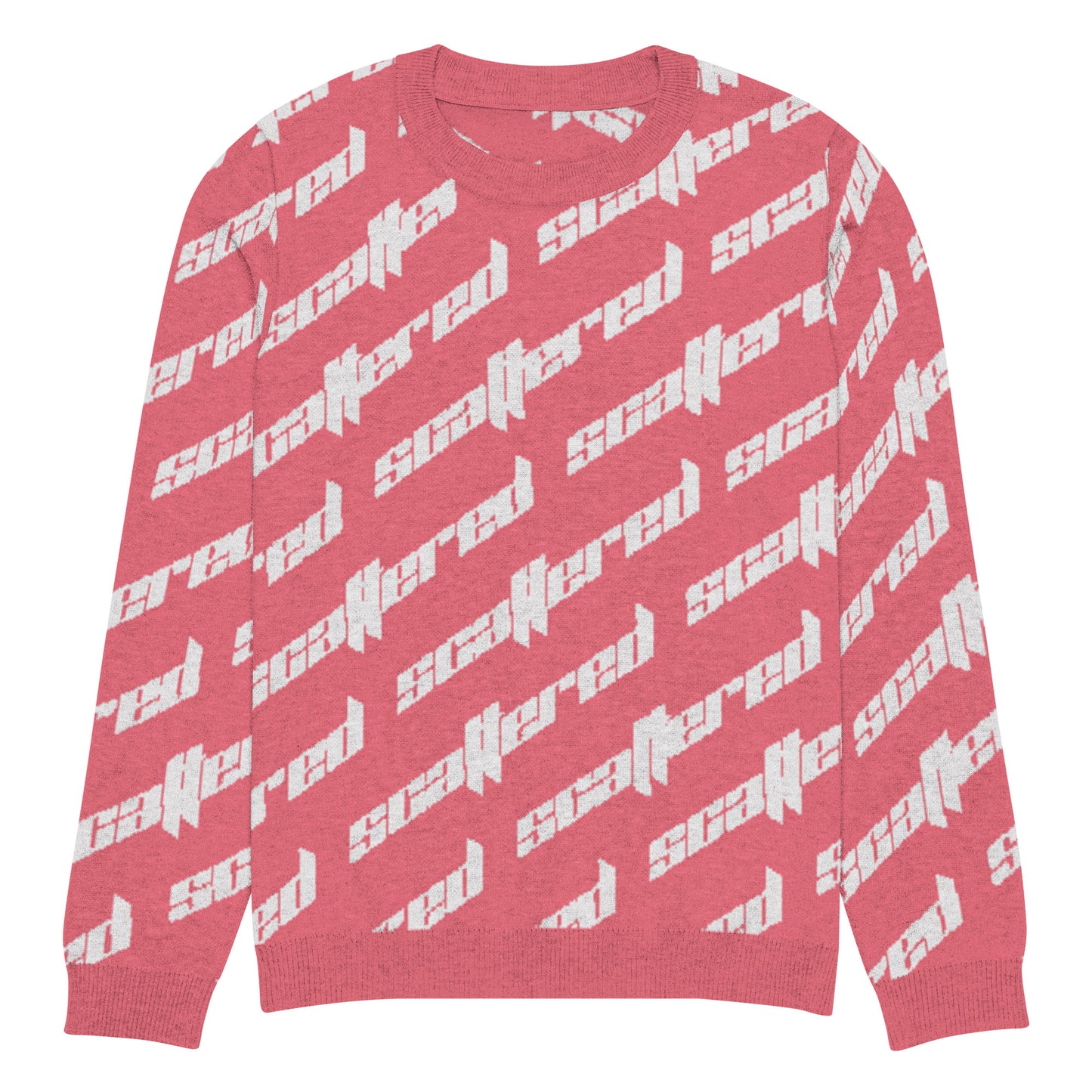 Hot Pink Scattered Logo Knitted Crewneck Sweater