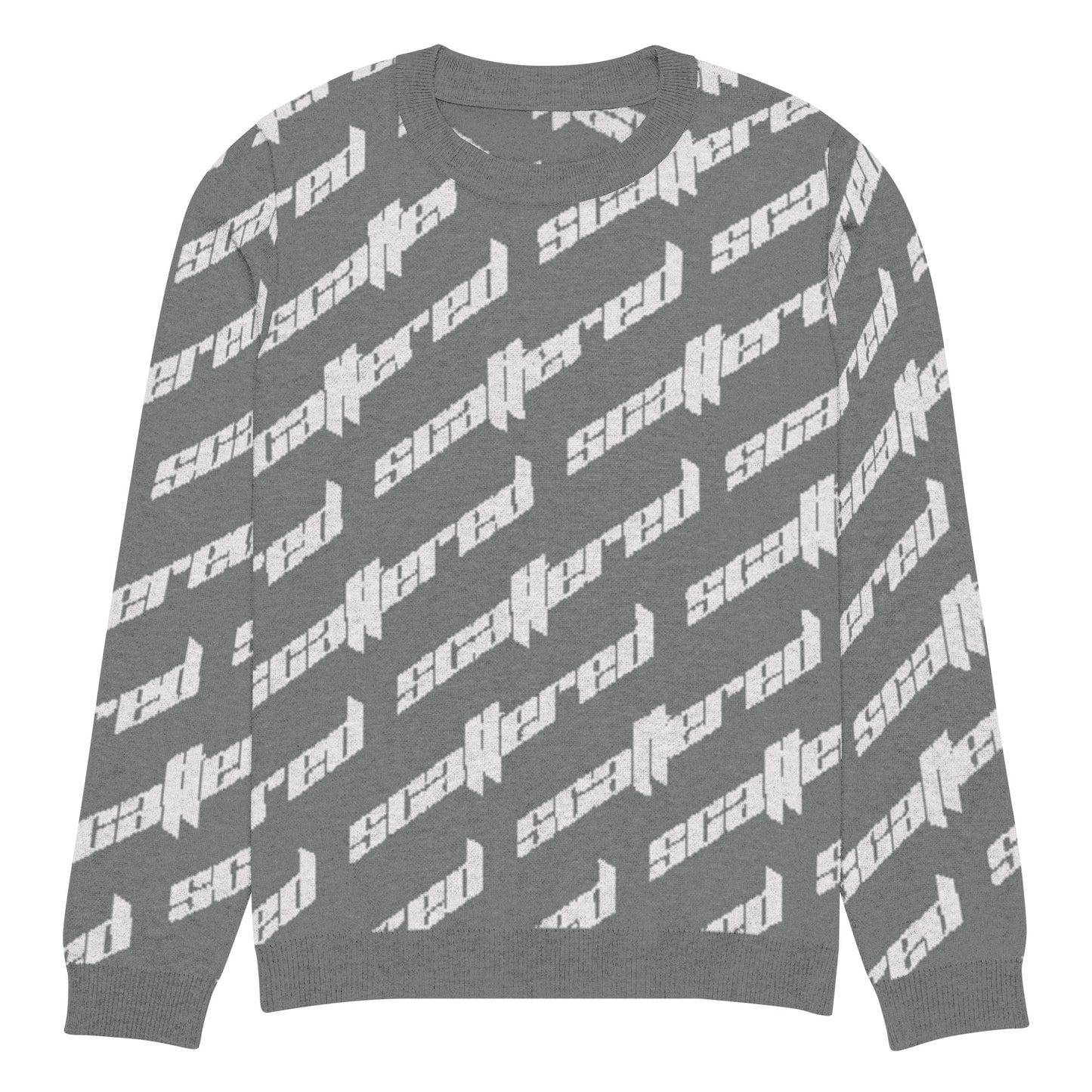 Dark Grey Scattered Logo Knitted Crewneck Sweater