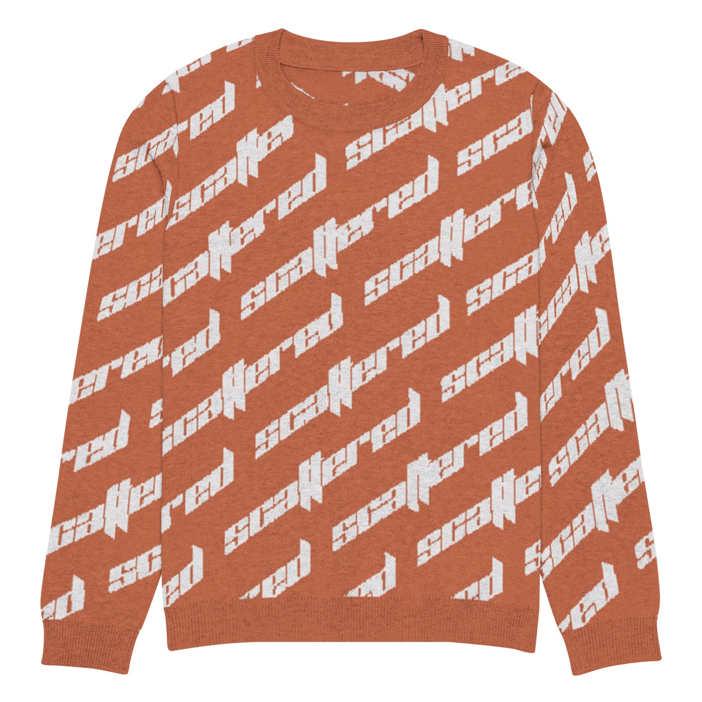 Orange Scattered Logo Knitted Crewneck Sweater