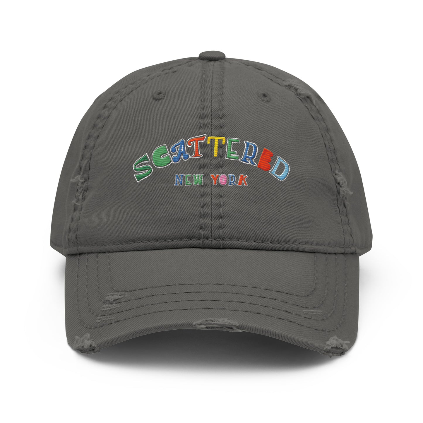 Scattered S/S '25 Logo Embroidered Distressed Dad Hat