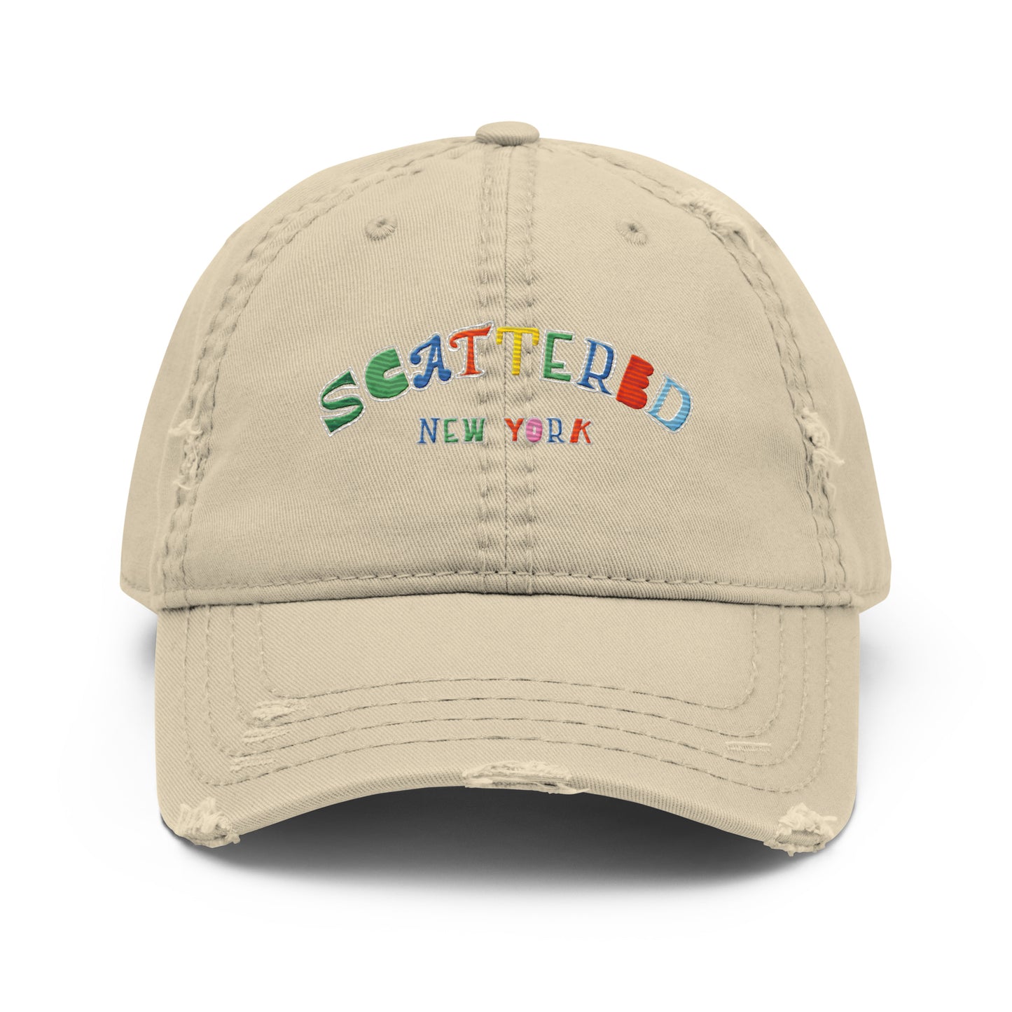 Scattered S/S '25 Logo Embroidered Distressed Dad Hat