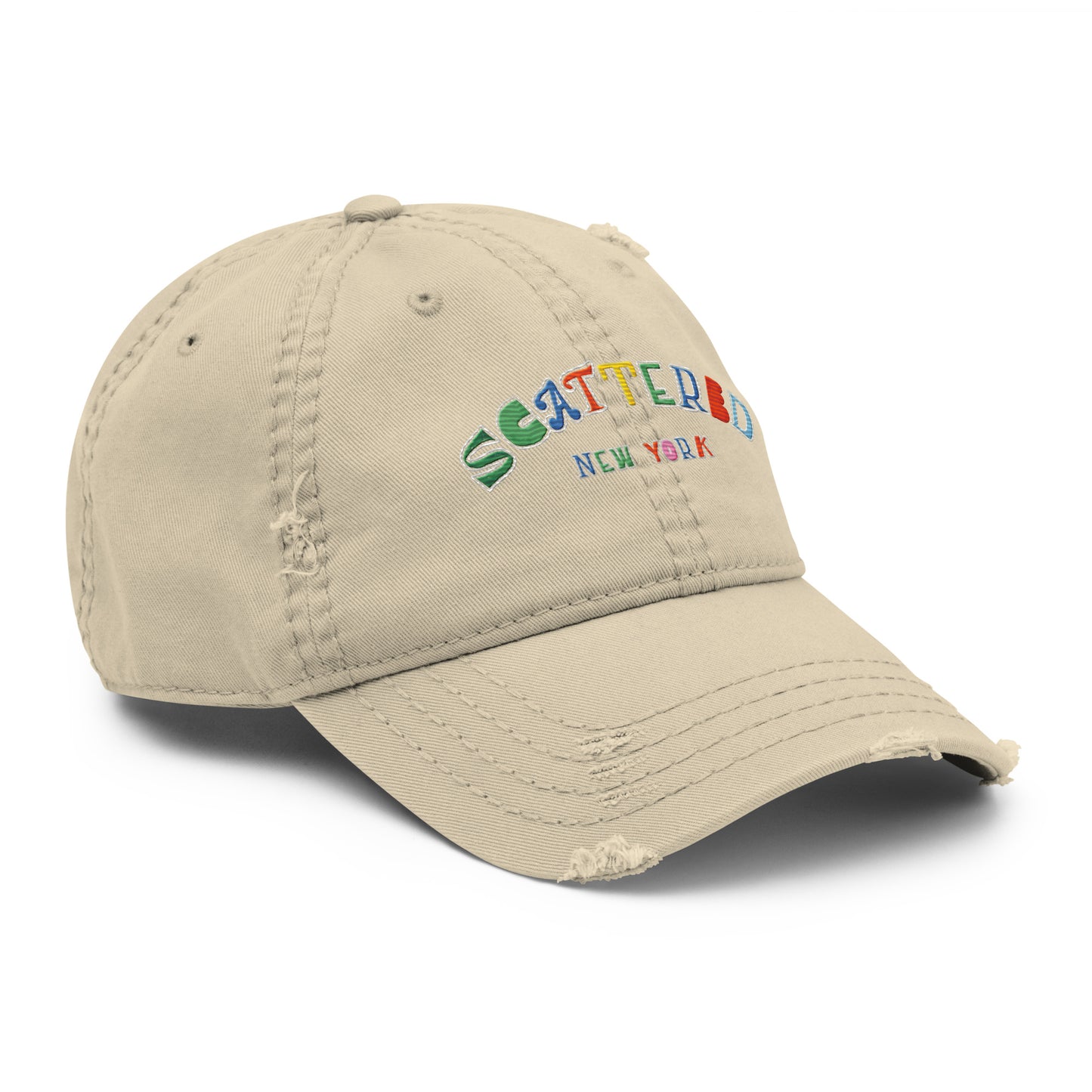 Scattered S/S '25 Logo Embroidered Distressed Dad Hat