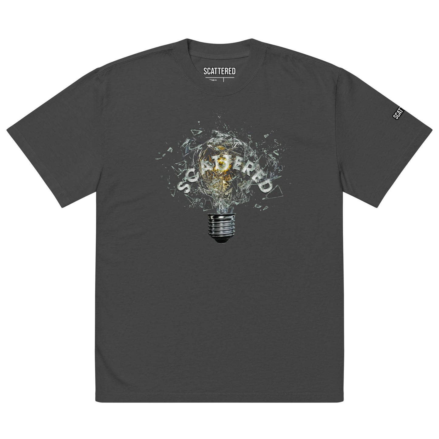 Scattered 2021 Bulb Printed Faded Oversized T-Shirt