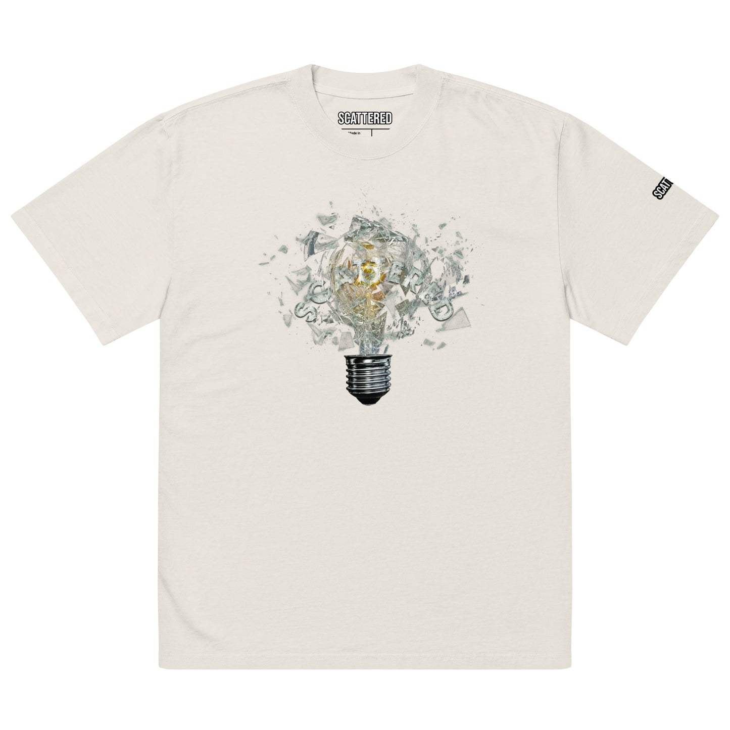 Scattered 2021 Bulb Printed Faded Oversized T-Shirt
