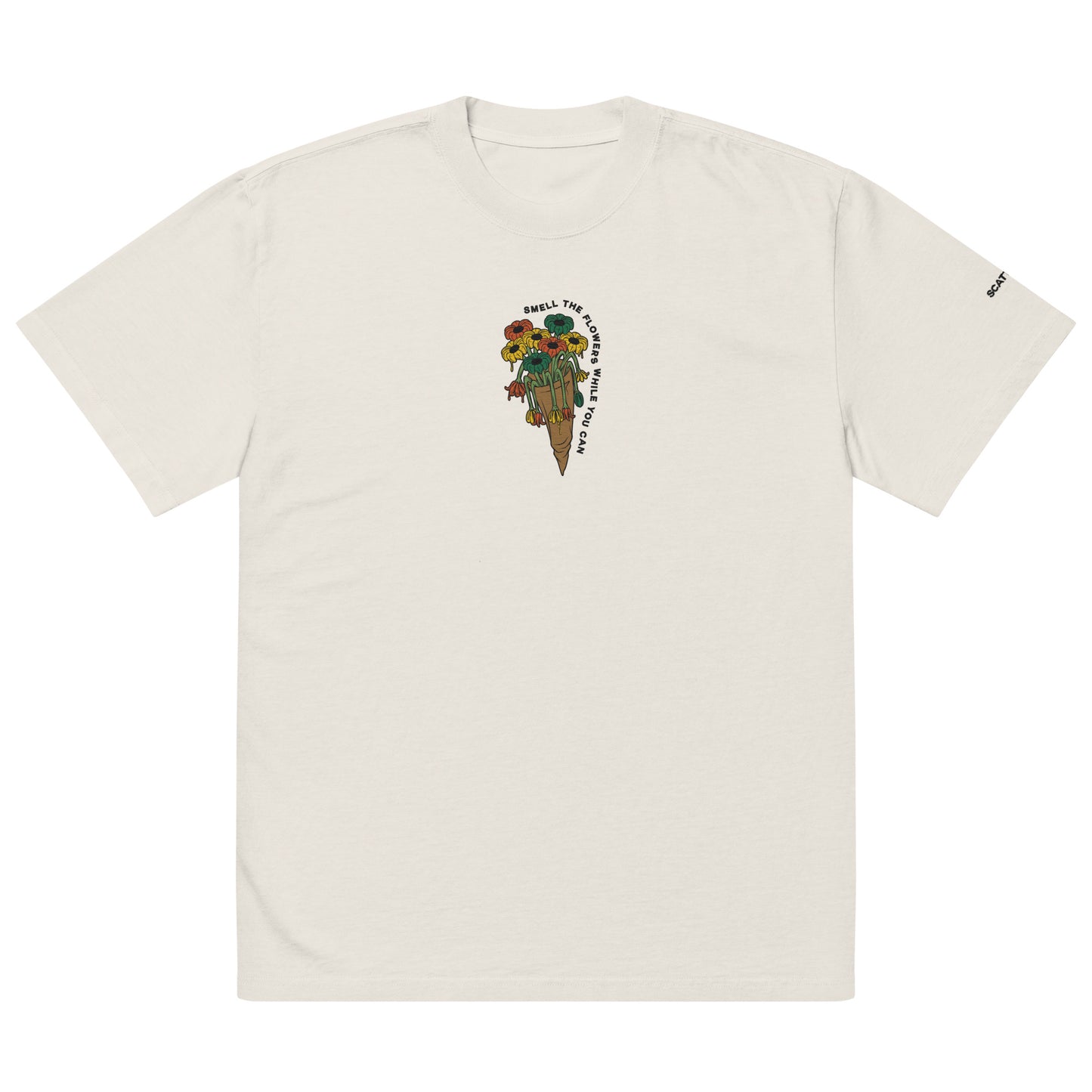 Scattered x Dripped Gawd Smell the Flowers Embroidered Faded T-shirt