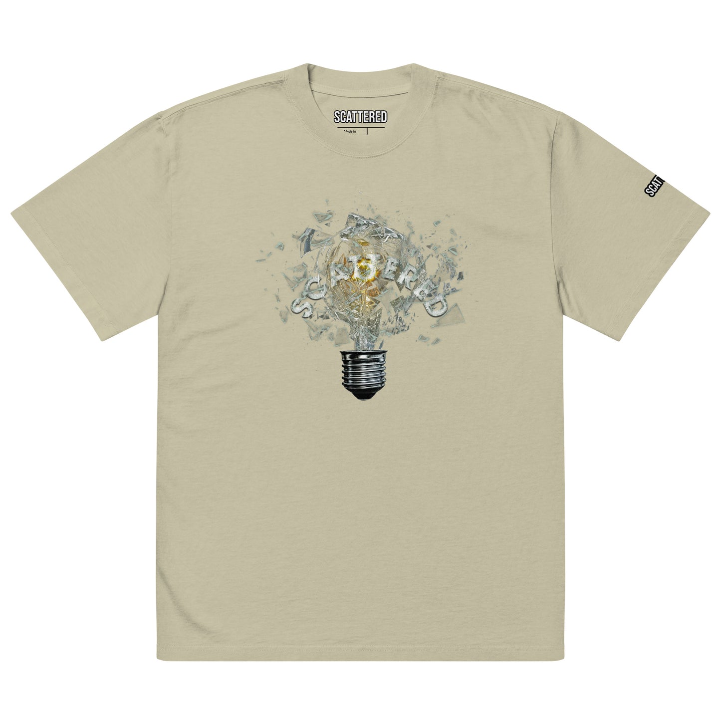 Scattered 2021 Bulb Printed Faded Oversized T-Shirt