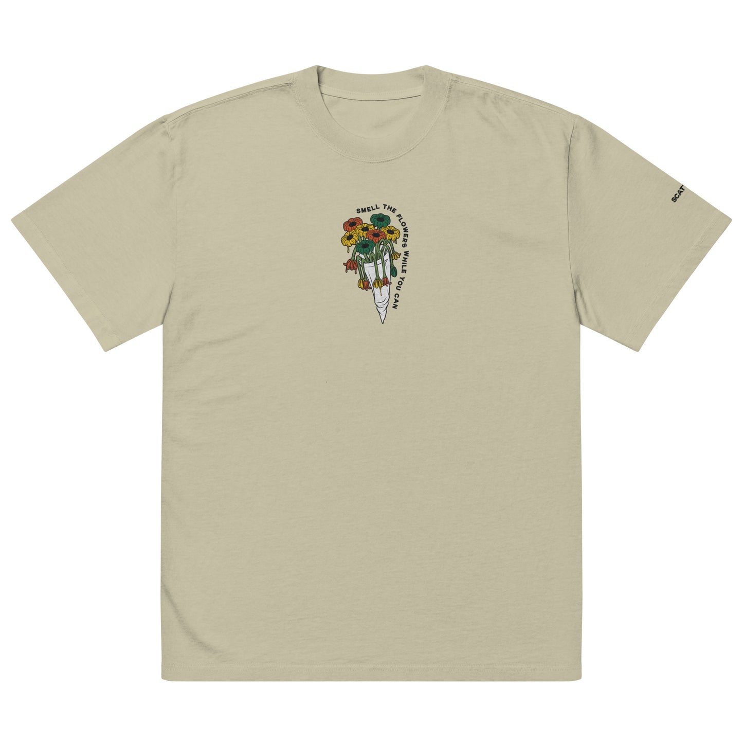 Scattered x Dripped Gawd Smell the Flowers Embroidered Faded T-shirt