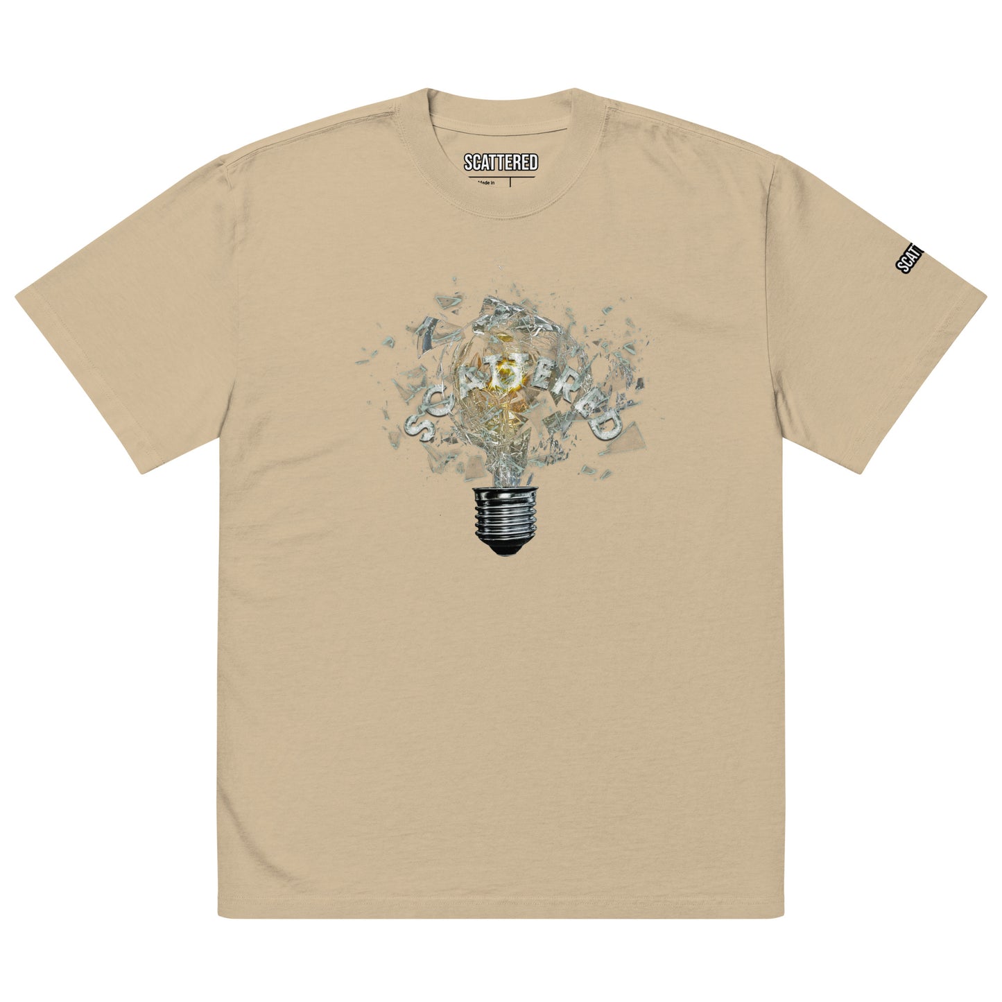 Scattered 2021 Bulb Printed Faded Oversized T-Shirt
