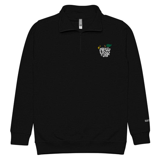 New York Apple Logo Embroidered Fleece Pullover Sweatshirt