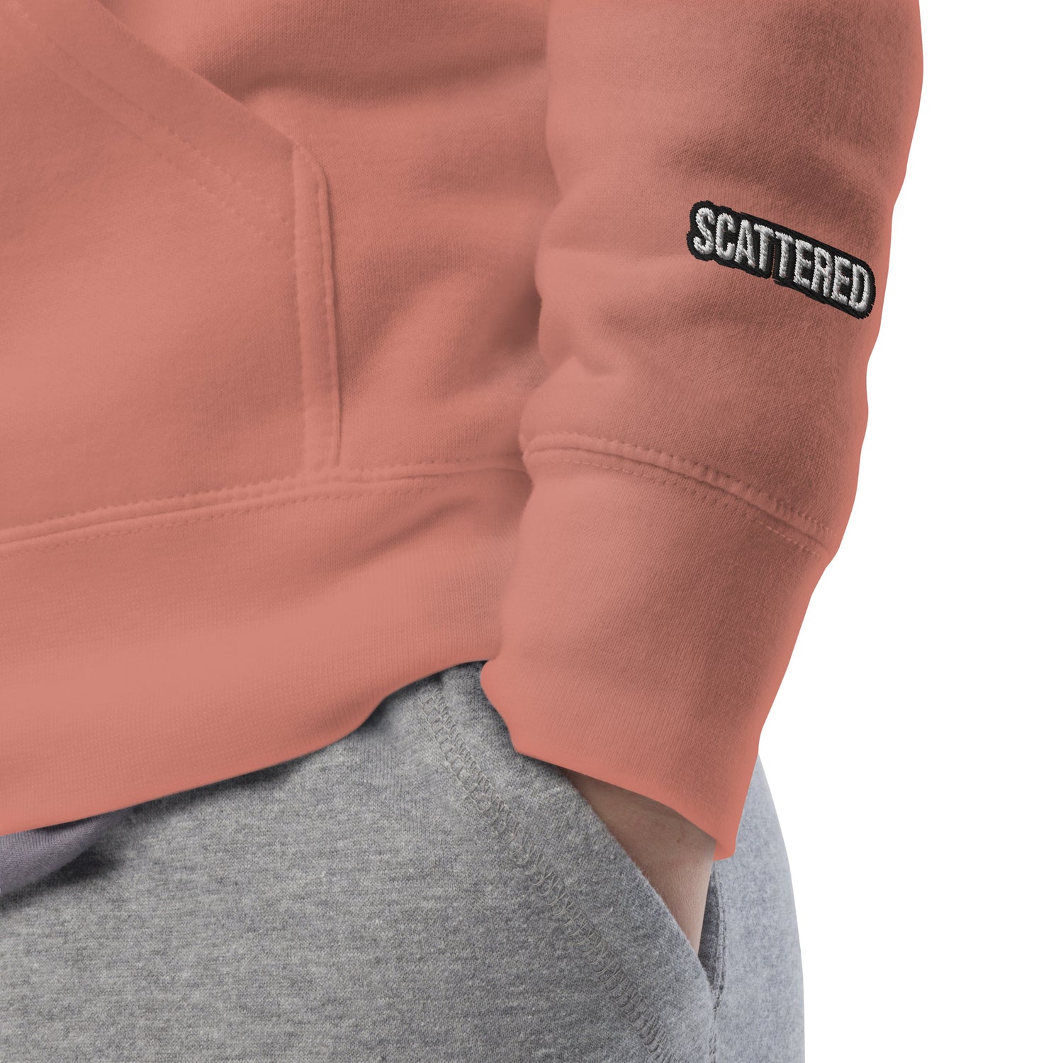 New York Apple Logo Embroidered Salmon Pink Streetwear Hoodie Sweatshirt | Scattered