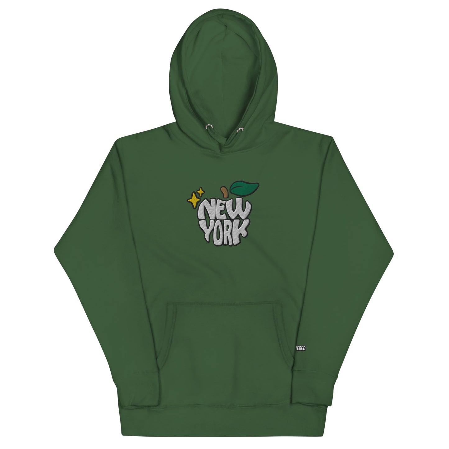 New York Apple Logo Embroidered Green Streetwear Hoodie Sweatshirt | Scattered