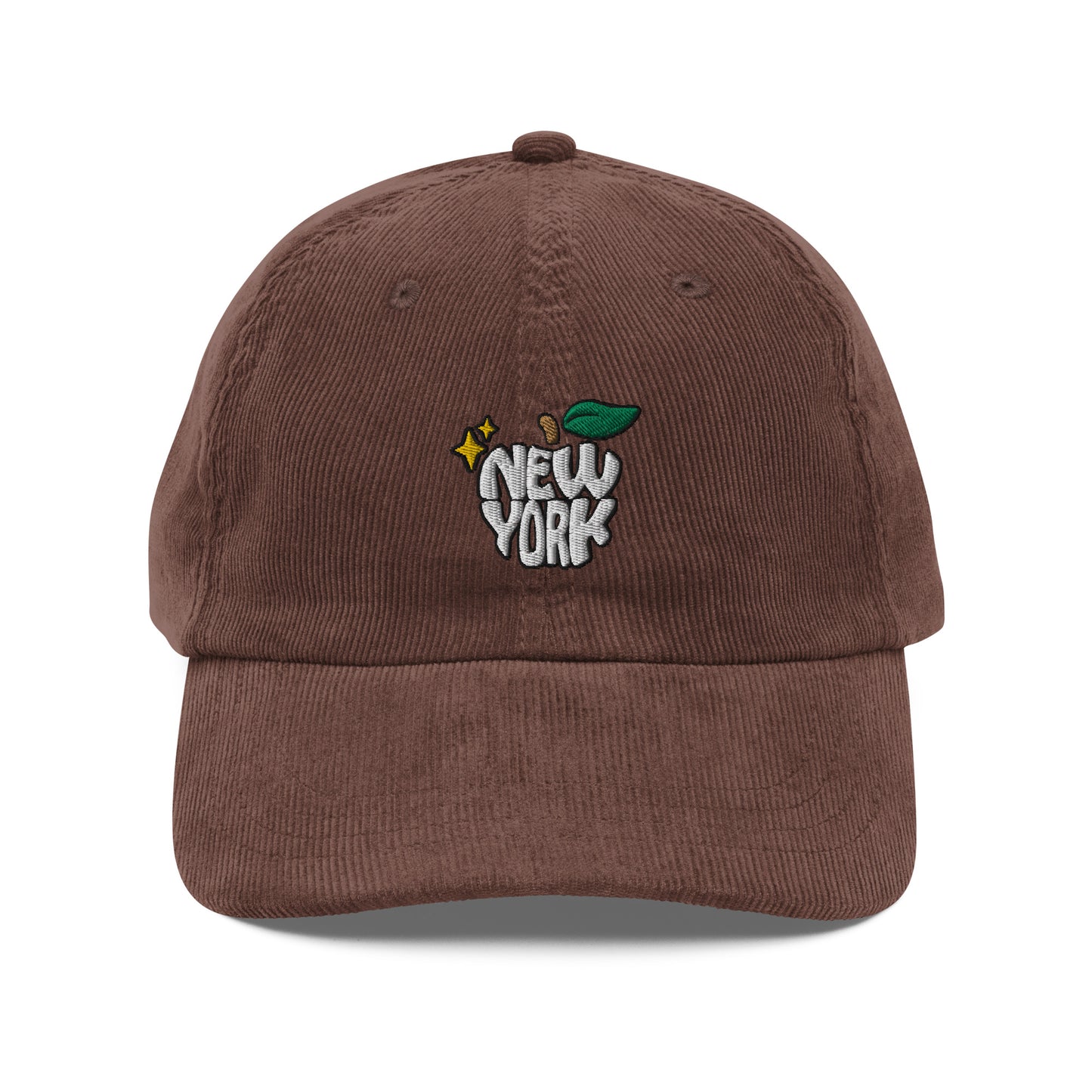 New York Apple Logo Embroidered Brown Vintage Corduroy Hat Scattered Streetwear
