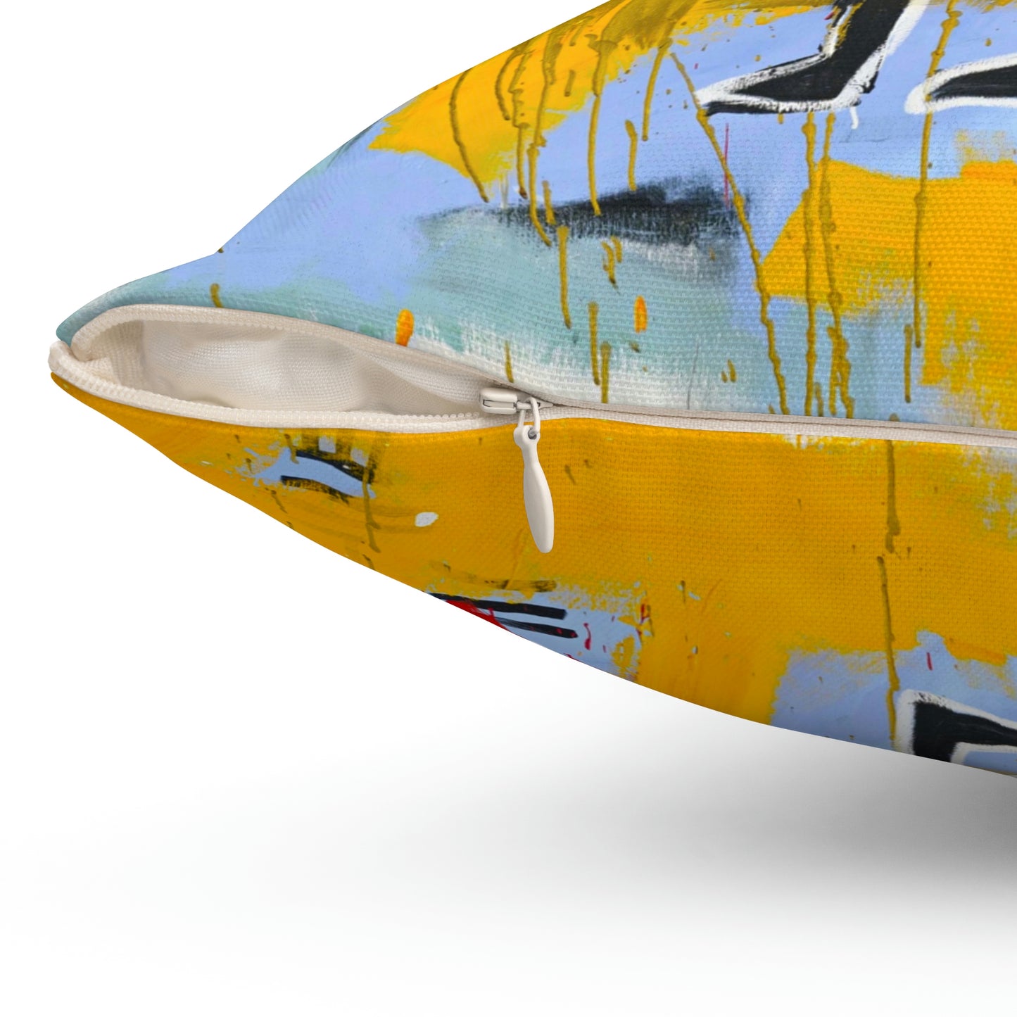 Jean-Michel Basquiat "Julius Caesar on Gold" Artwork Square Throw Pillow