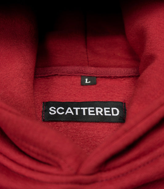 Burgundy Red Embroidered Box Logo Hoodie Sweatshirt Scattered Streetwear Clothing Brand | Supreme