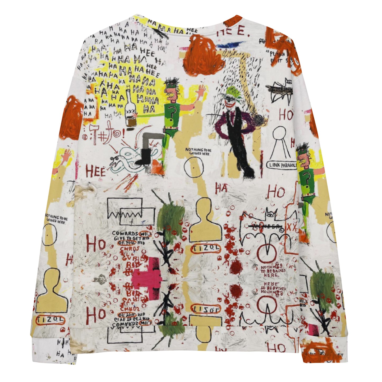 Jean-Michel Basquiat "Riddle Me This Batman" Artwork Printed Premium Streetwear Crewneck Sweatshirt Harajuku Graffiti