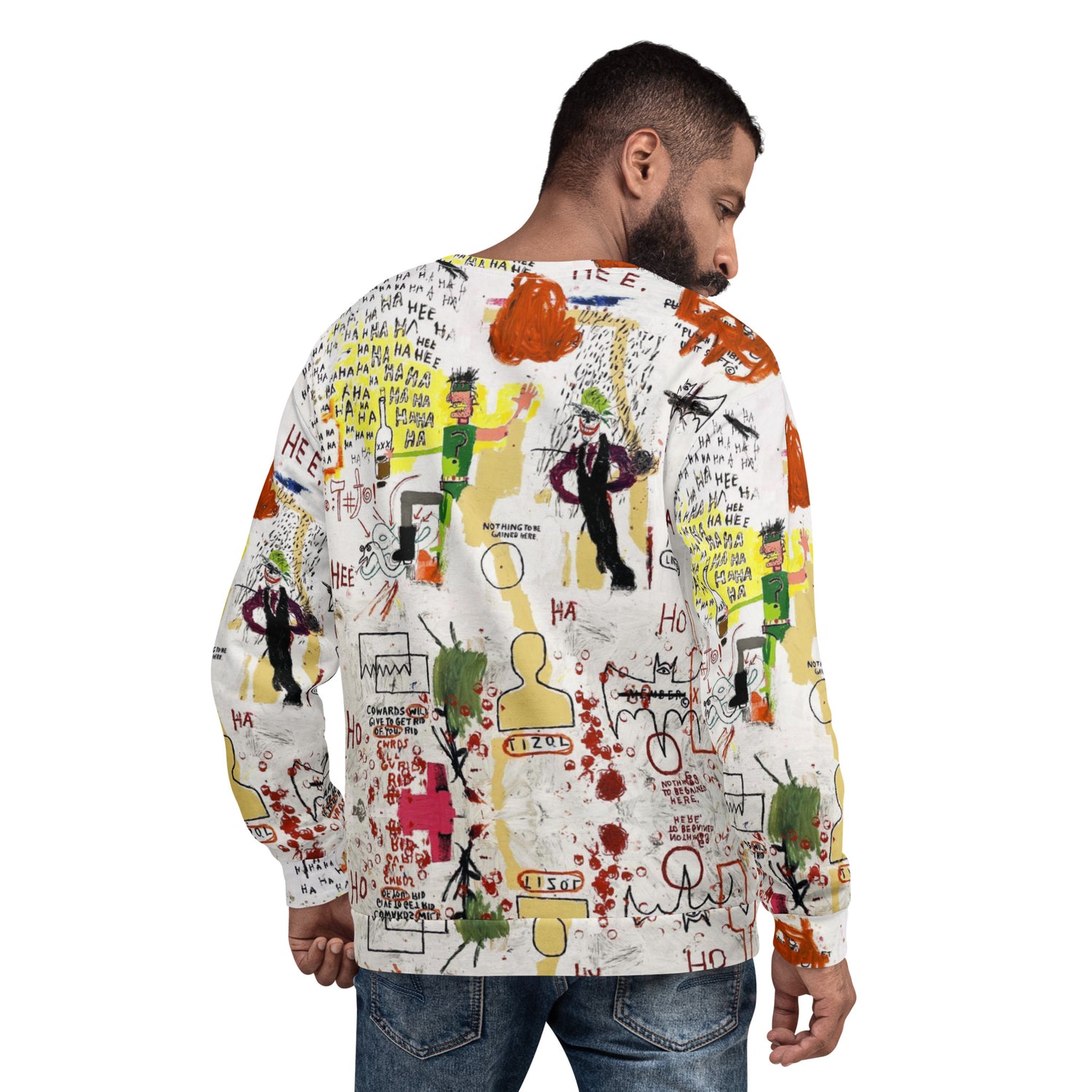Jean-Michel Basquiat "Riddle Me This Batman" Artwork Printed Premium Streetwear Crewneck Sweatshirt Harajuku Graffiti