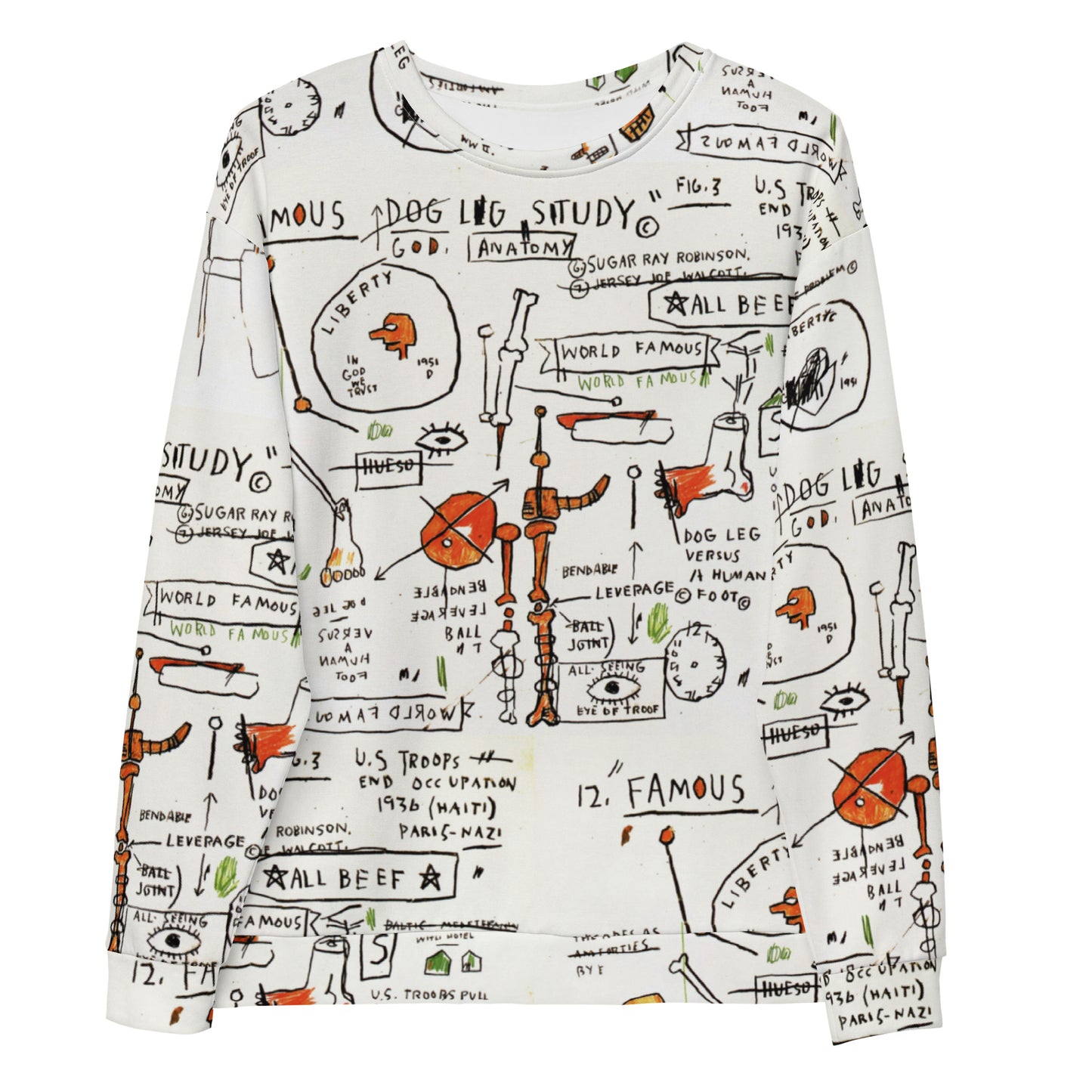 Jean-Michel Basquiat "Dog Leg Study" Artwork Printed Premium Streetwear Crewneck Sweatshirt Harajuku Graffiti