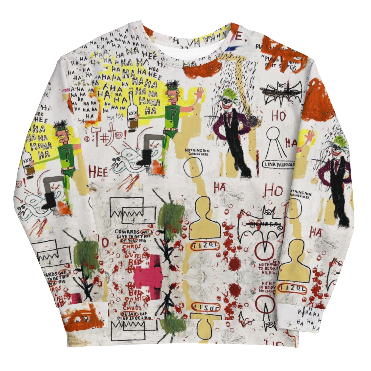 Jean-Michel Basquiat "Riddle Me This Batman" Artwork Printed Premium Streetwear Crewneck Sweatshirt Harajuku Graffiti