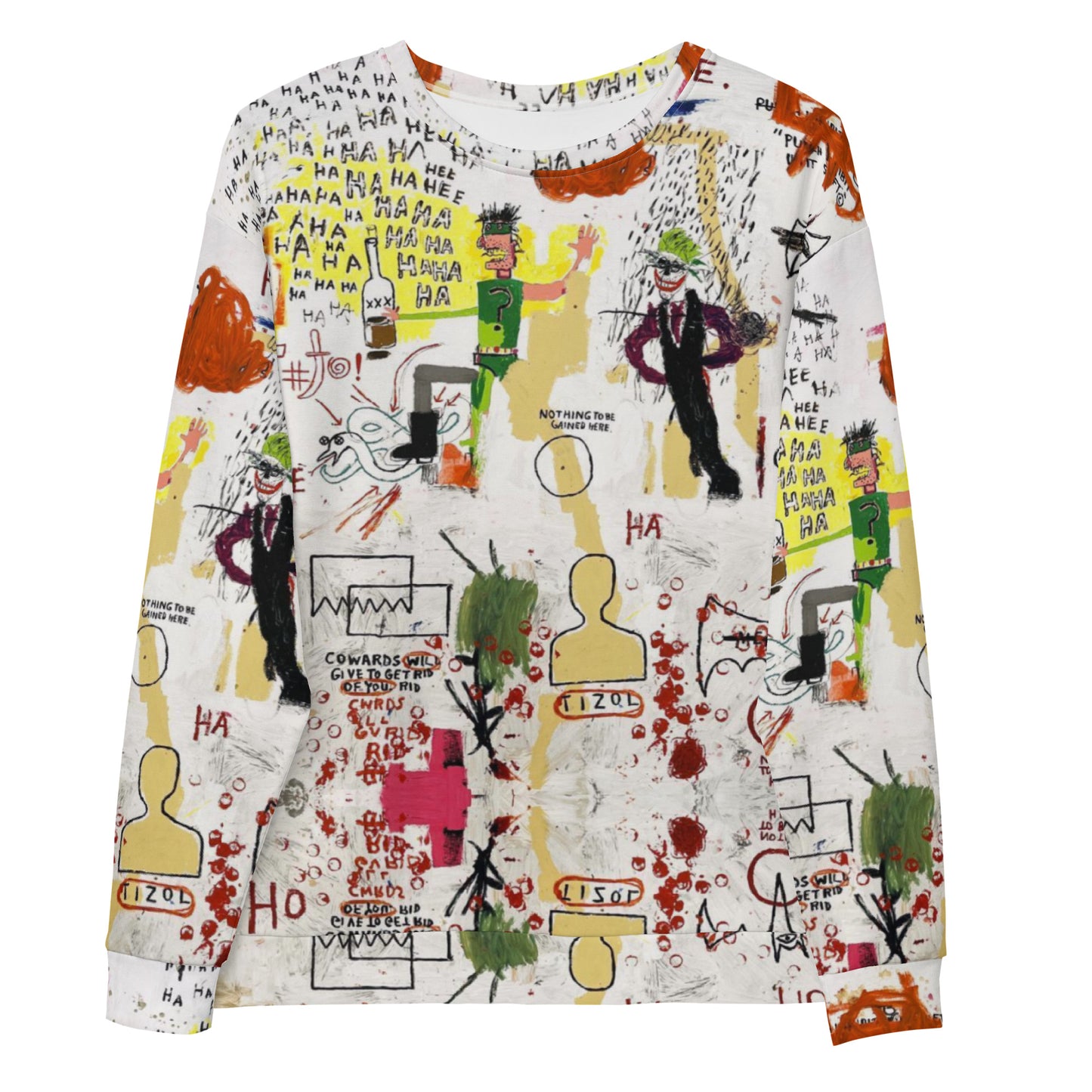 Jean-Michel Basquiat "Riddle Me This Batman" Artwork Printed Premium Streetwear Crewneck Sweatshirt Harajuku Graffiti