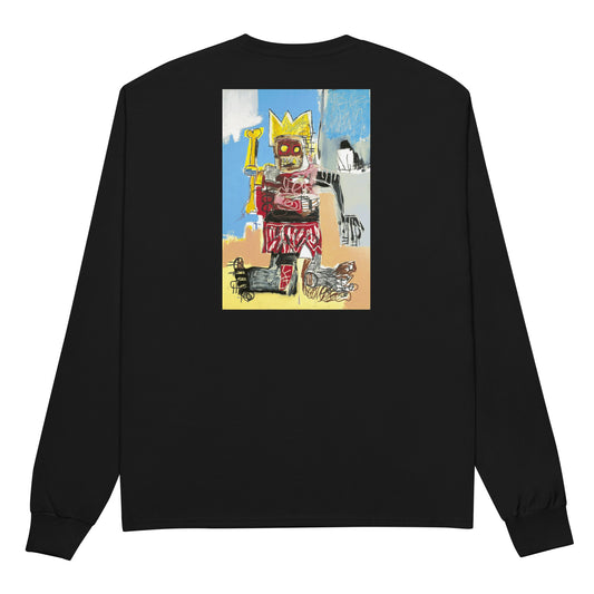 Jean-Michel Basquiat "Untitled" Artwork Embroidered + Printed Premium Champion Streetwear Long Sleeve Shirt Black
