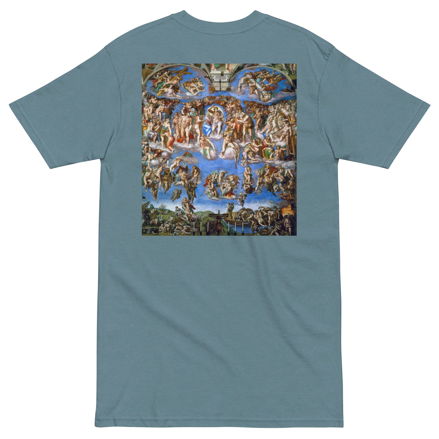 Michelangelo Buonarroti's The Last Judgment Embroidered + Printed Premium Christian Streetwear T-shirt