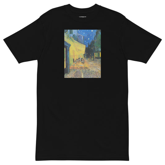 Vincent Van Gogh Café Terrace at Night Painting Printed Premium Black T-Shirt Streetwear