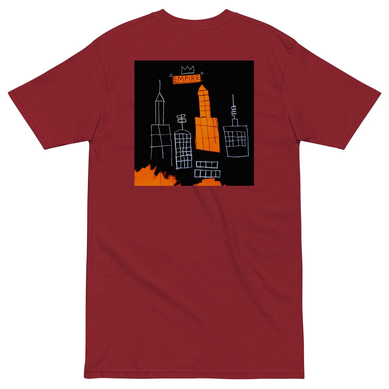 Jean-Michel Basquiat "Mecca" 1982 Artwork Embroidered + Printed Premium Streetwear T-shirt Red