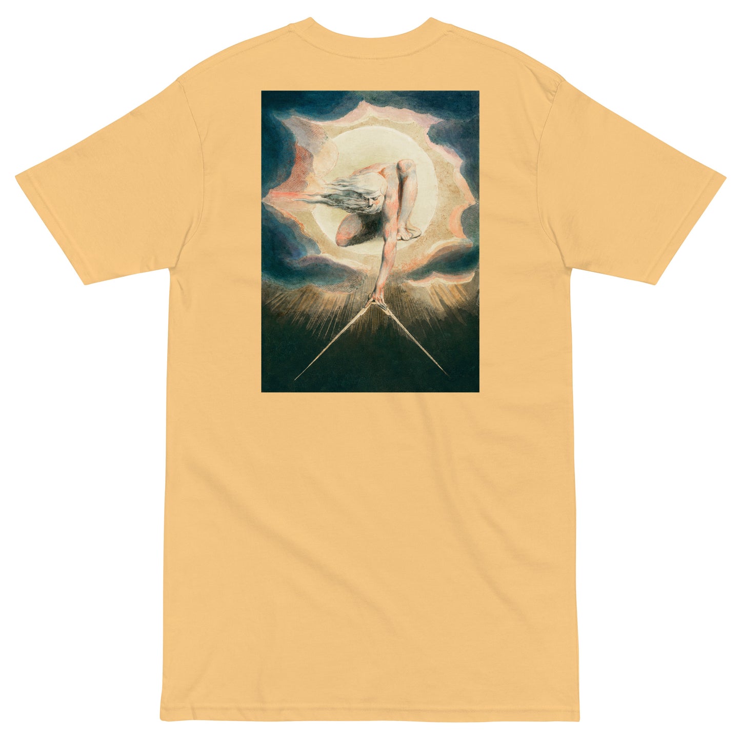 William Blake Ancient of Days Setting a Compass to the Earth Embroidered + Printed Premium T-shirt