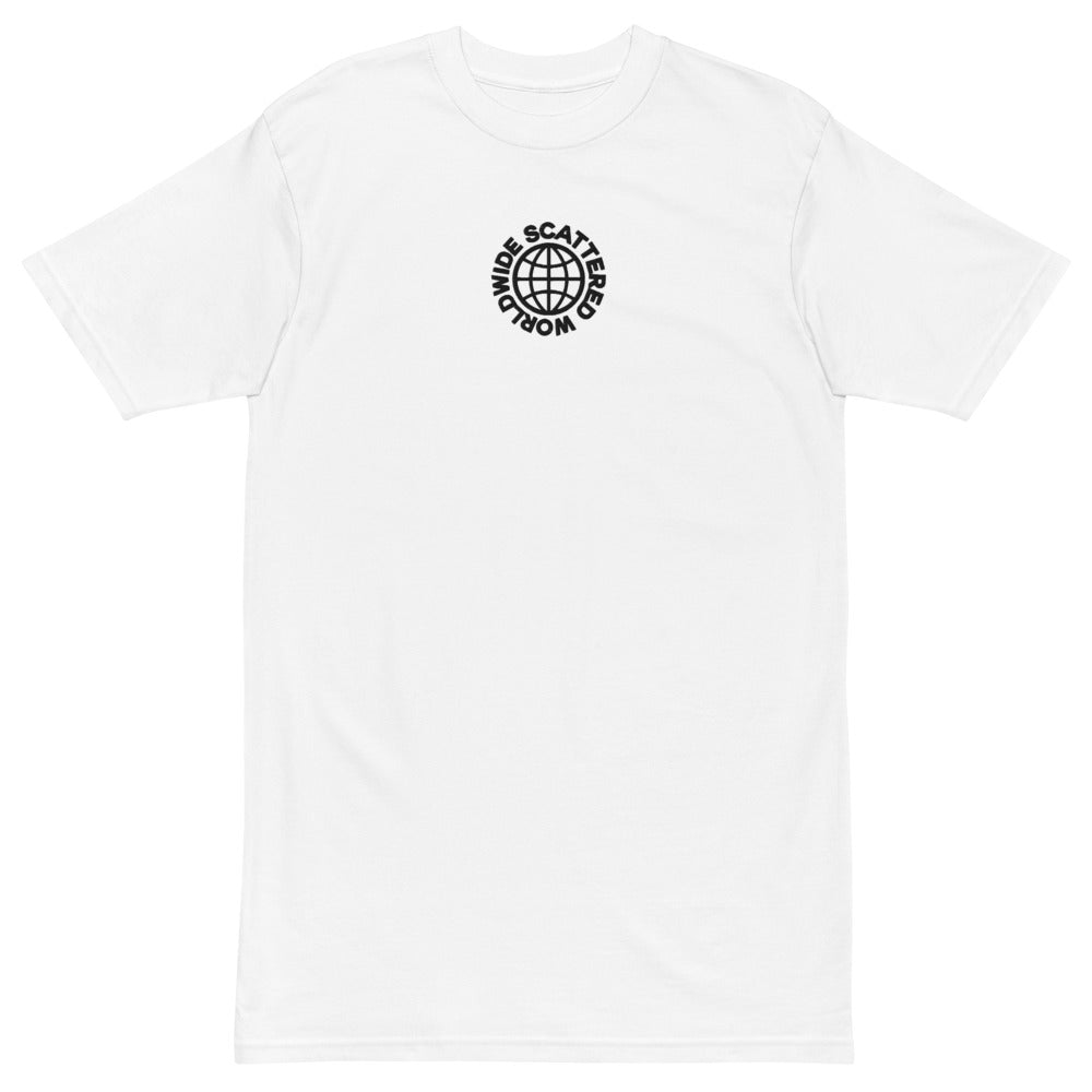 White Embroidered Worldwide Logo Premium Crewneck T-shirt