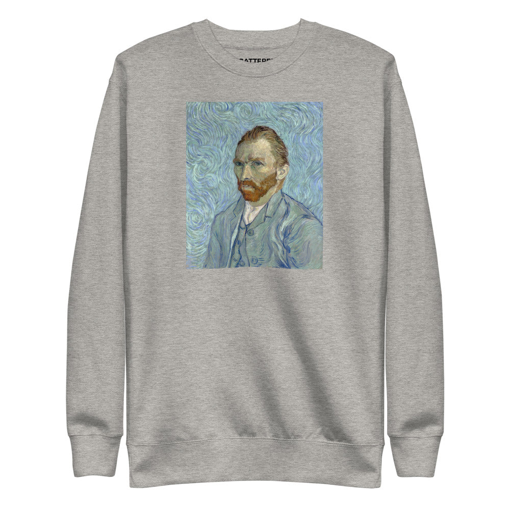 Vincent Van Gogh Self-portrait (1889) Painting Printed Premium Grey Crewneck Sweatshirt Streetwear