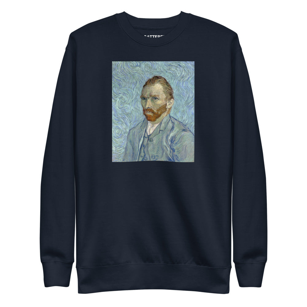Vincent Van Gogh Self-portrait (1889) Painting Printed Premium Navy Blue Crewneck Sweatshirt Streetwear