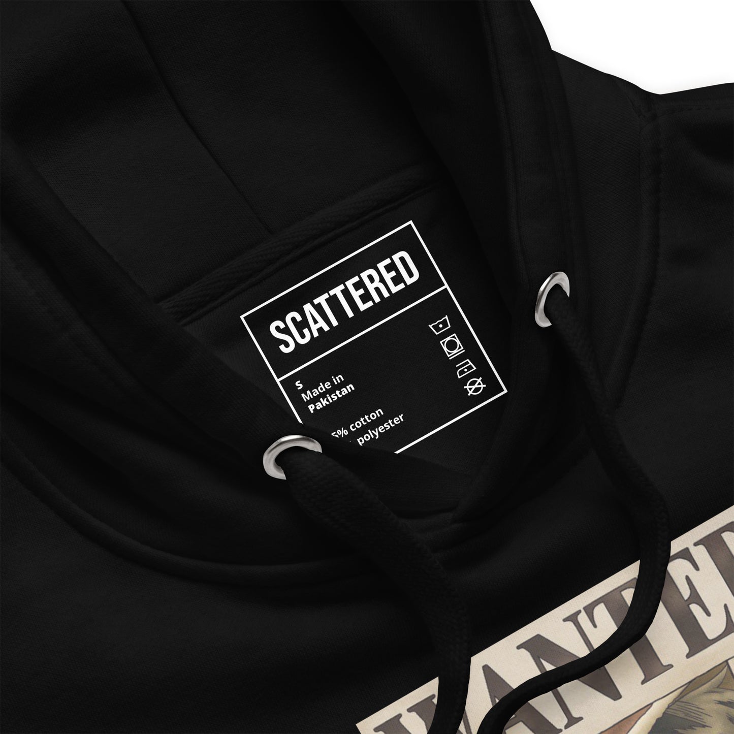 One Piece Monkey D. Luffy Straw Hat Pirates Wanted Poster Printed Premium Streetwear Hoodie Sweatshirt Black Scattered