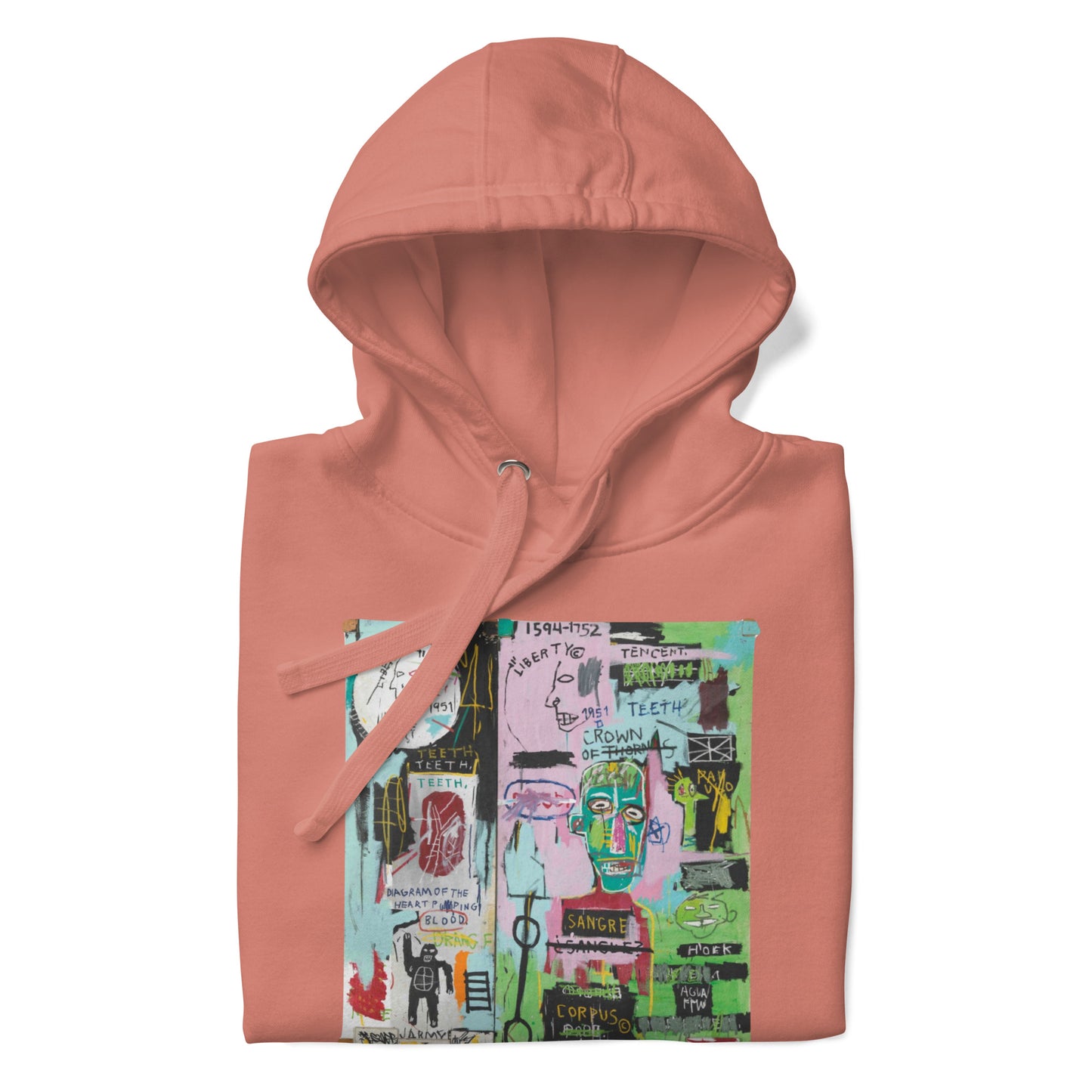Jean-Michel Basquiat "In Italian" Artwork Printed Premium Streetwear Sweatshirt Hoodie Salmon Pink