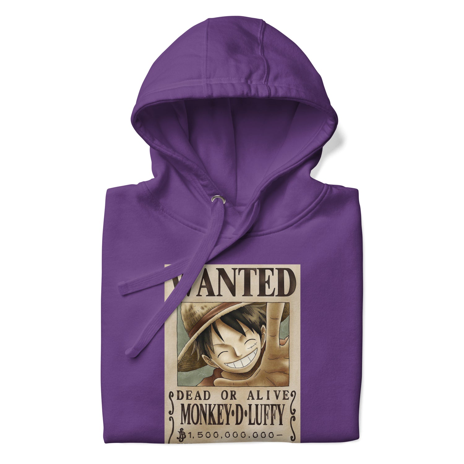 One Piece Monkey D. Luffy Straw Hat Pirates Wanted Poster Printed Premium Streetwear Hoodie Sweatshirt Purple