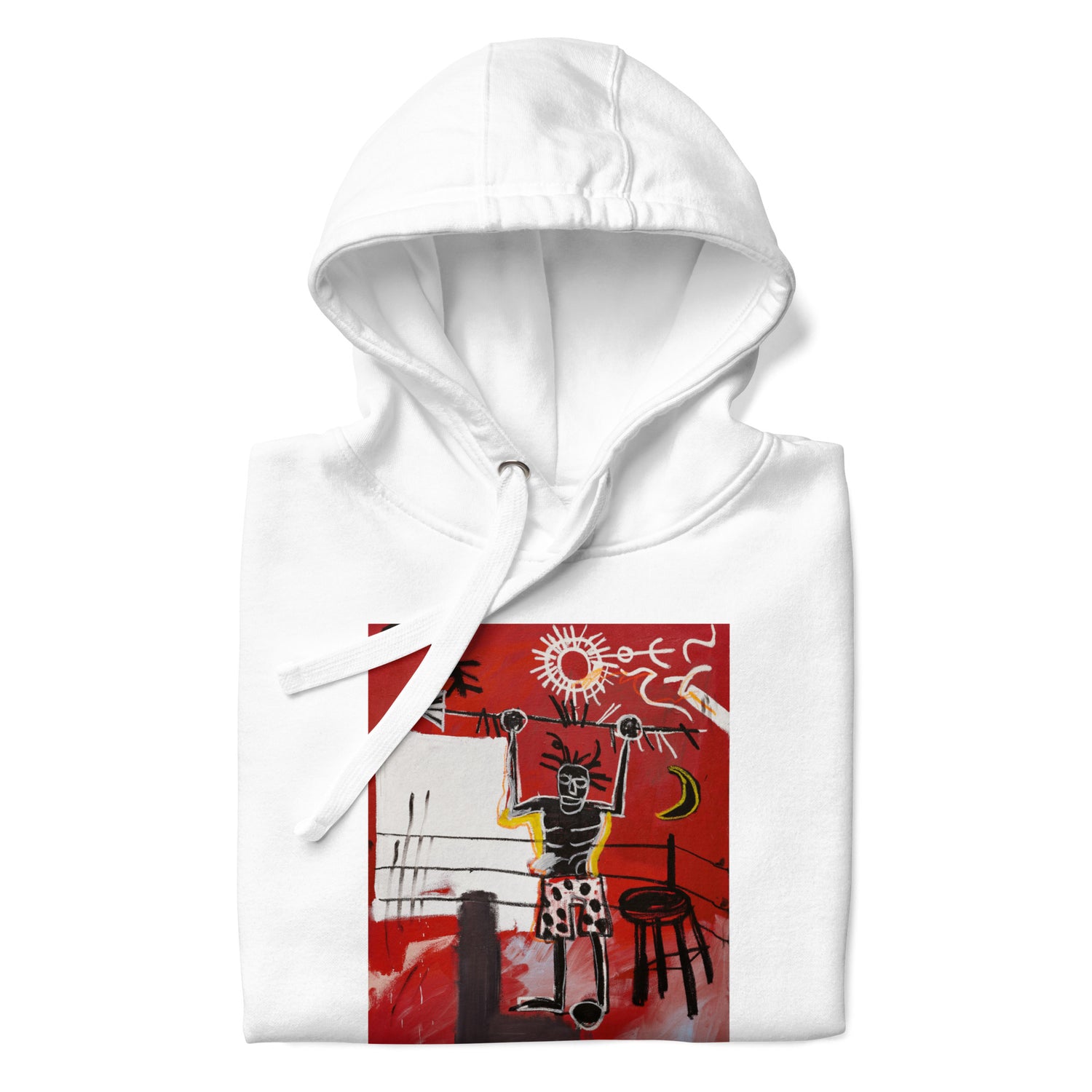 Jean-Michel Basquiat "The Ring" Artwork Printed Premium Streetwear Sweatshirt Hoodie White